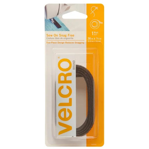 Black Colour Sew On Snag Free Hook & Loop Velcro Tape
